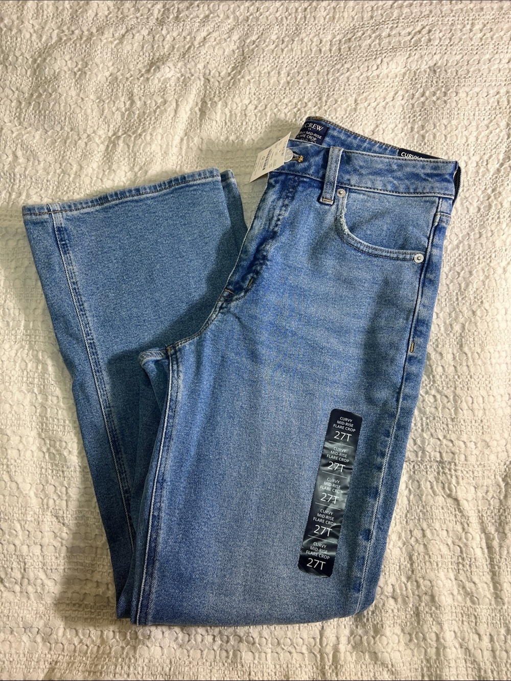 J. Crew curvy mid rise flare crop Jeans light blue size 27T